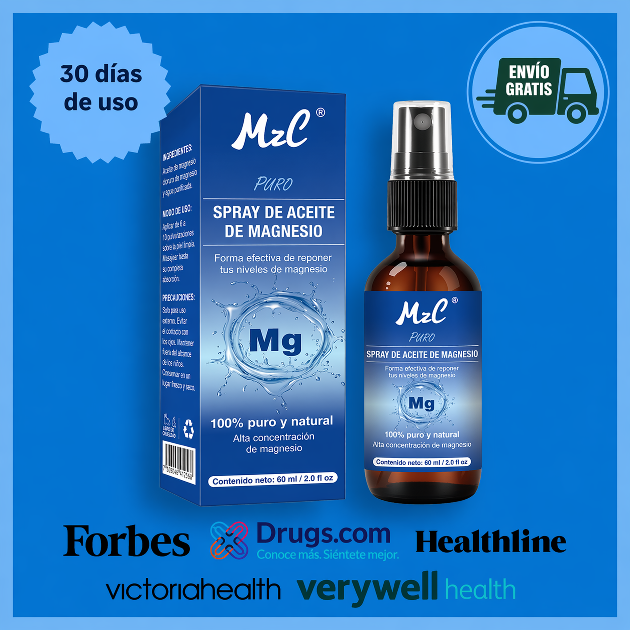 Espray tópico de magnesio Alivia el dolor de rodilla de forma natural: siente alivio en minutos.